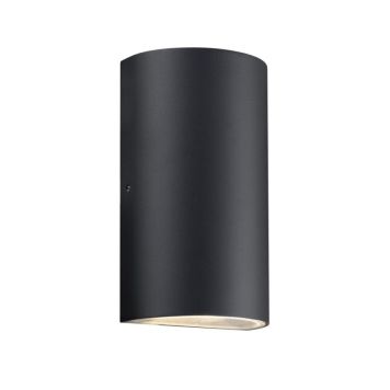 Veggljós LED Rold sveigt svart 16x9 cm