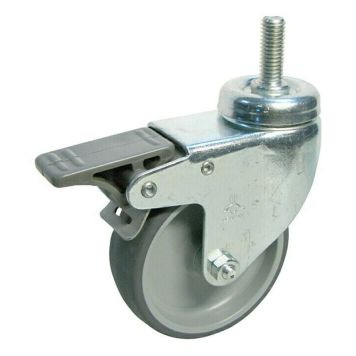 Snúningshjól með bremsu TPE 101x75mm 50kg M10