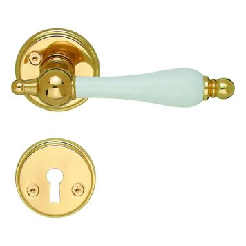 Hurðarhúnn Beslagsboden B275XPNS gylltur/hvítur