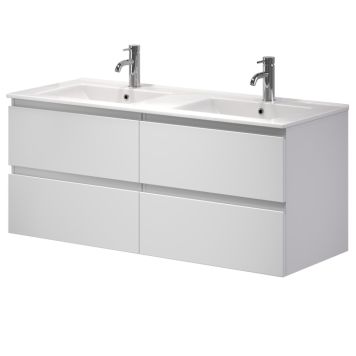 Baðinnrétting tvöföld handlaug 120 cm Camden Integrated hvít