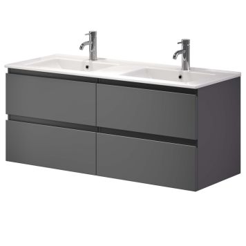 Baðinnrétting tvöföld handlaug 120 cm Camden Integrated grá