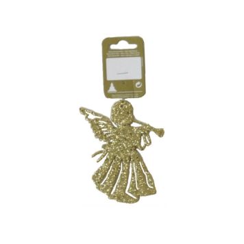 Jólatrésskraut engill 10 cm gulllitður