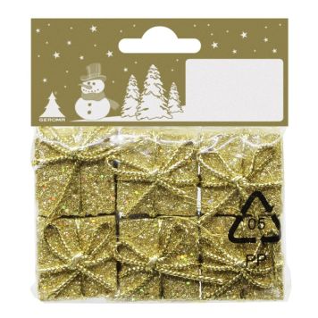 Jólatrésskraut gjafir 5x2,5 cm 6 stk gulllitað