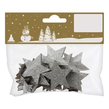 Jólaskraut stjörnur 24 stk silfurlitað