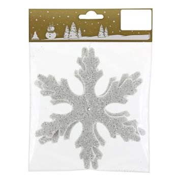 Jólaskraut snjókorn 2 stk 10 cm hvít úr plasti