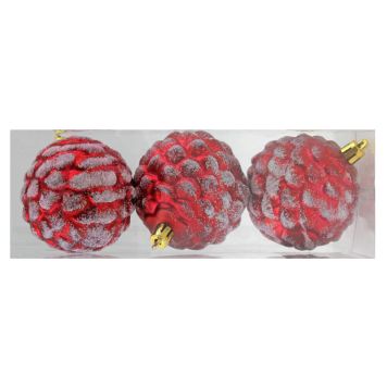 Jólakúlur Ø7 cm 3 stk rauðar