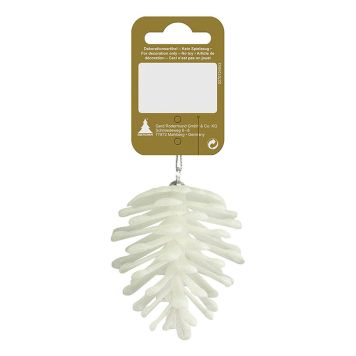 Jólatrésskraut köngull 7 cm hvítur