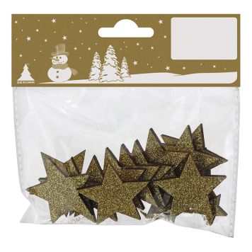 Jólaskraut stjörnur 24 stk gulllitað