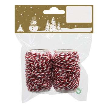 Snæri 10m rautt og hvítt