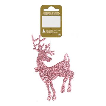 Jólatrésskraut hreindýr 10 cm bleikt