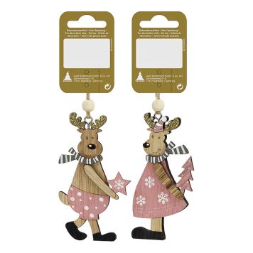 Jólatrésskraut dádýr viður 5,5x10 cm 1 stk