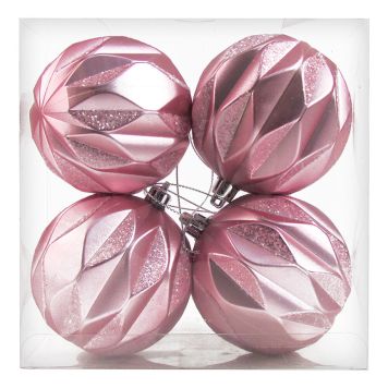 Jólakúlur Ø8 cm 4 stk bleikar