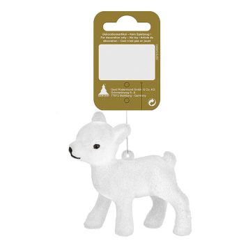 Jólatrésskraut hreindýr 8 cm hvít