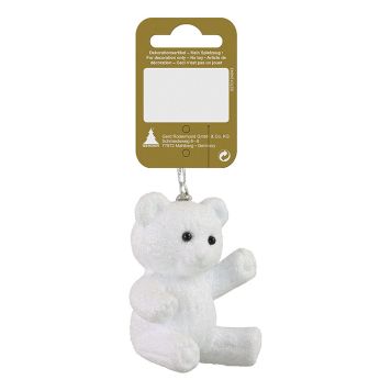 Jólatrésskraut glimmerbangsi 7 cm hvítur