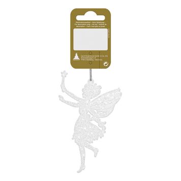 Jólatrésskraut engill 6,5x11 cm hvítur