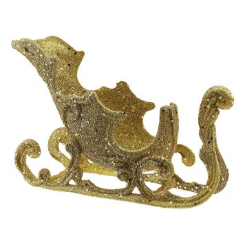 Sleði 17 cm gullitaður með glimmeri