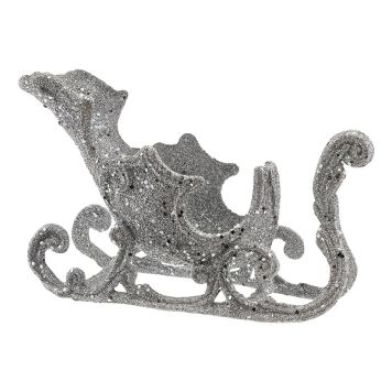 Sleði 17 cm silfurlitaður með glimmeri