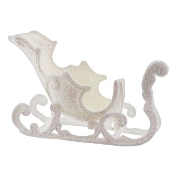 Sleði 17 cm hvítur með glimmeri