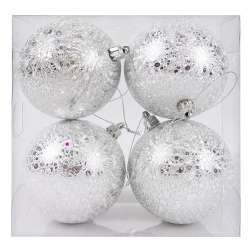 Jólakúlur Ø8 cm 4 stk silfurlitaðar