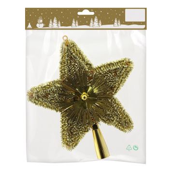 Jólatréstoppur stjarna 23 cm gulllituð