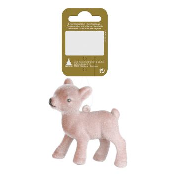 Jólatrésskraut hreindýr 8 cm bleikt