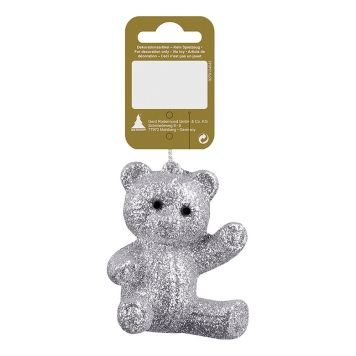 Jólatrésskraut glimmerbangsi 7 cm silfurlitaður