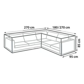 Yfirbreiðsla fyrir hornsófa 180x270x95x85 cm Sunfun svört
