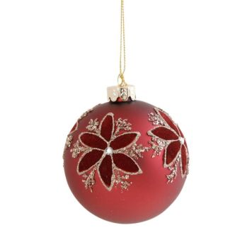 Jólakúla Ø8 cm blóma rauð gler