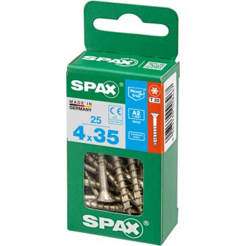 Tréskrúfur TX20 Ø4x35 mm 25 stk Spax A2