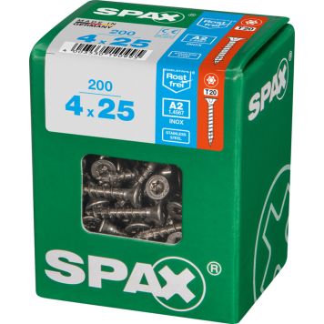 Tréskrúfur TX20 Ø4x25 mm 200 stk Spax A2