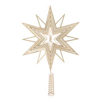 Jólatréstoppur stjarna úr málmi 20 cm gulllitaður
