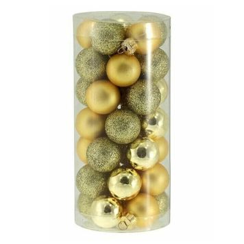 Jólakúlur matt/glans gylltar 35stk