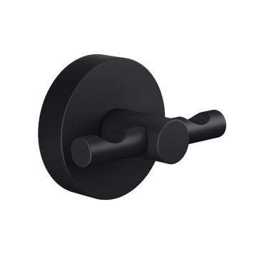 Krókur tvöfaldur Tesa Moon límdur svartur