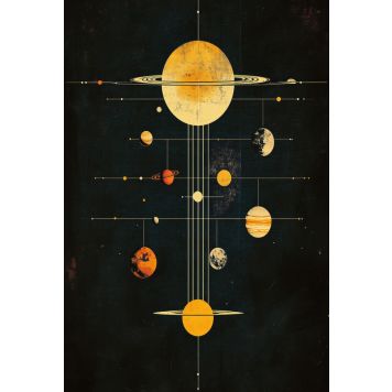 Hljóðvistarmynd sólkerfi dökk 1220x1800x20 mm InEx