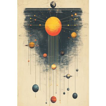 Hljóðvistarmynd sólkerfi ljós 1220x1800x20 mm InEx