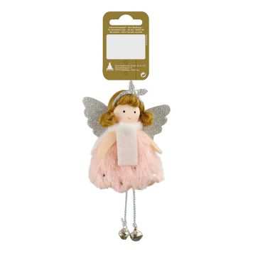 Jólatrésskraut engill 15 cm bleikur