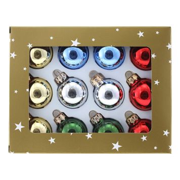 Jólakúlur gler Ø3 cm margir litir 12 stk