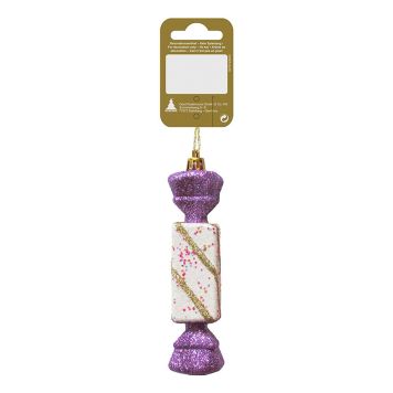 Jólatrésskraut karamella 11 cm fjólublá og hvít