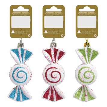 Jólatrésskraut karamella plast 10 cm margir litir 1 cm