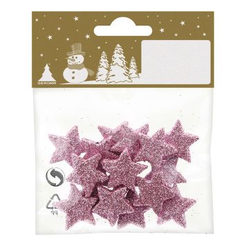 Stjörnur 2 cm 16 stk bleikar