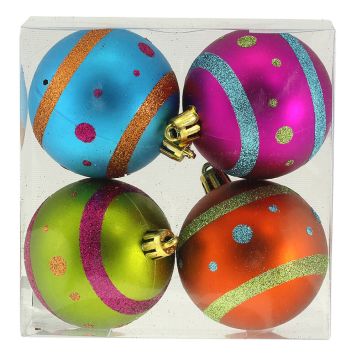 Jólakúlur Ø6 cm 4 stk marglitaðar