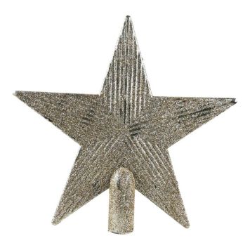 Jólatréstoppur stjarna plast 19 cm silfurlitaður