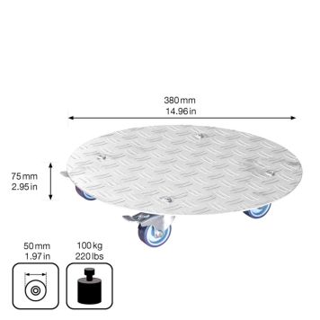 Rúllubretti fyrir blómapott 38cm 100kg