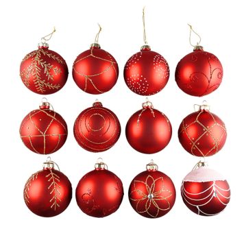 Jólakúla Ø8 cm rauð gler 1 stk