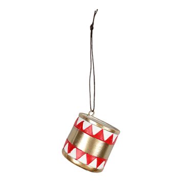 Jólatrésskraut tromma gyllt og rauð