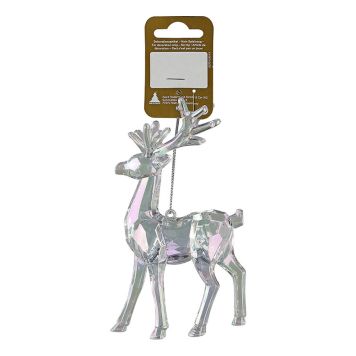 Jólatrésskraut hreindýr akrýl 7,5x14 cm glært