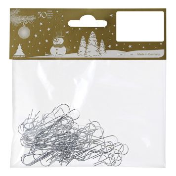 Vír fyrir jólakúlur 50 stk silfurlitaður Geroma