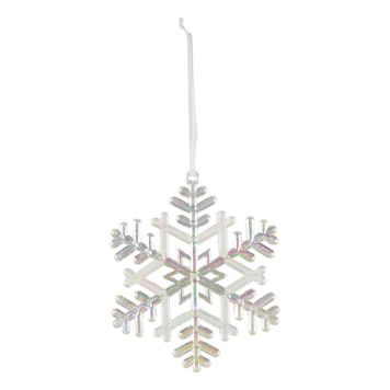 Jólatrésskraut snjókorn plast 11x13,5 cm glært