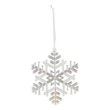 Jólatrésskraut snjókorn plast 13,5x16 cm glært