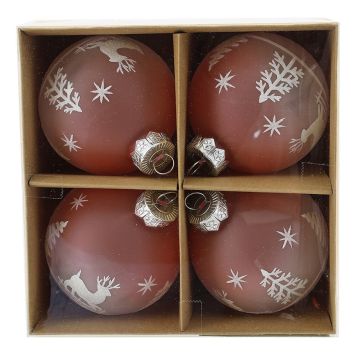 Jólakúlur gler Ø8 cm rauðar og hvítar 4 stk